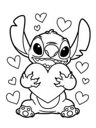 Stitch Holding Big Heart coloring preview
