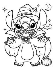 Stitch in Vampire Costume with Pumpkin coloring preview