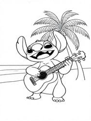 Stitch Playing Ukulele coloring preview