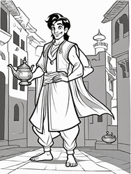 Aladdin with Magic Lamp coloring preview