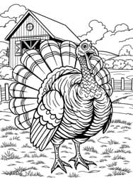 Turkey Near Barn and Fence coloring preview