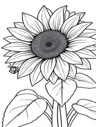 Tall Sunflower Bloom with Bee
