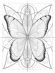 Symmetrical Butterfly Sacred Geometry coloring preview