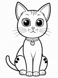 Cat Sitting with Bell Collar coloring preview
