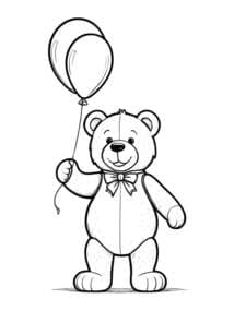 Teddy Bear Holding Balloons coloring preview