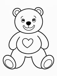Teddy Bear with Heart Patch coloring preview