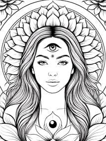 Third Eye Goddess Lotus Crown Printable Page