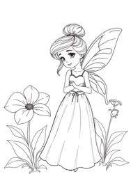Thumbelina Fairy in Garden coloring preview