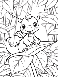 Baby Dragon in Jungle coloring preview
