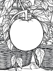 Tomato on Vine with Basket coloring preview