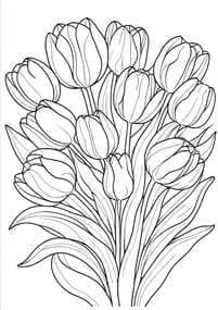Elegant Bouquet of Tulips coloring preview