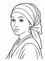 Girl with Pearl Earring coloring preview