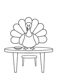 Turkey Posing at Dinner Table coloring preview