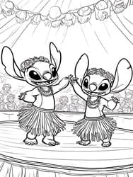 Two Stitches Hula Dancing coloring preview