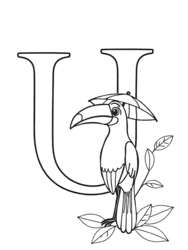 Toucan Perching on Letter U coloring preview