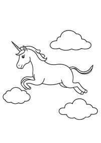 Unicorn Leaping Through Clouds coloring preview