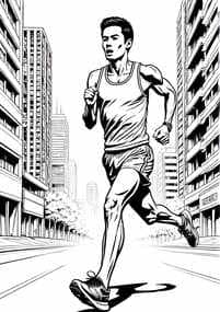 Urban City Runner in Motion coloring preview