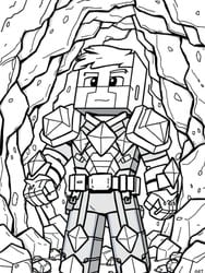 Armored Steve with Pickaxe Printable Page