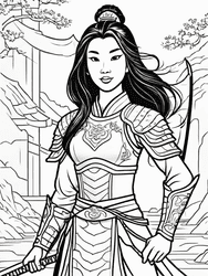 Mulan Gripping Sword in Armor coloring preview