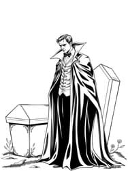 Vampire with Cape by Coffins coloring preview