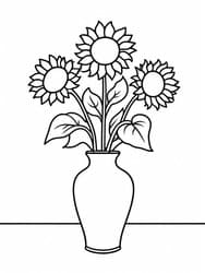 Sunflowers in Tall Vase coloring preview