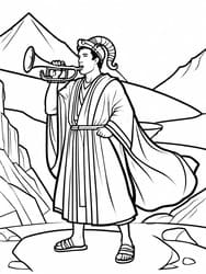 Joshua Blowing Ram's Horn coloring preview