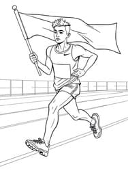 Runner Holding Victory Flag coloring preview