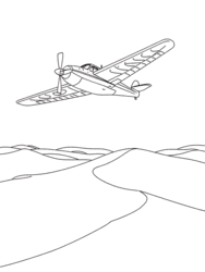 Propeller Plane Above Desert coloring preview