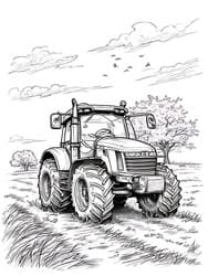 Tractor Rolling Through Fields coloring preview