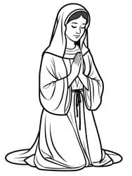 Virgin Mary Kneeling in Devotion coloring preview