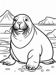 Walrus Lounging on Frozen Shore coloring preview