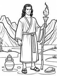 Moses Collecting Heavenly Manna coloring preview