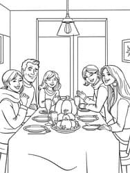 Family Gathering at Thanksgiving Table