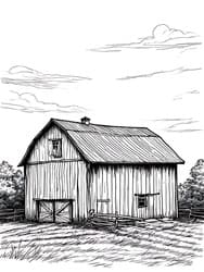 Weathered Barn in Field coloring preview