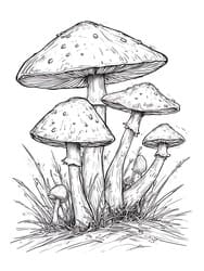 Cluster of Spotted Mushrooms coloring preview