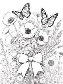Wildflower Bouquet with Butterflies coloring preview