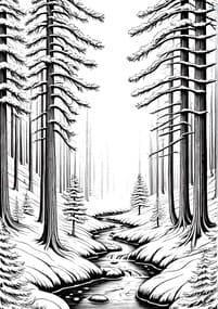 Winter Forest with Stream coloring preview