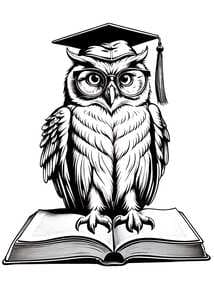 Owl in Graduation Cap and Glasses coloring preview
