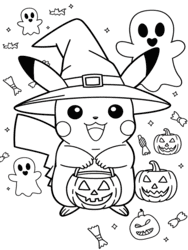 Pikachu Trick-or-Treating coloring preview