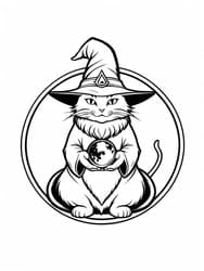 Mystical Wizard Cat Printable Page