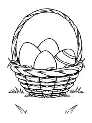 Basket of Decorated Eggs on Grass coloring preview