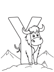 Yak Trekking Beside Letter Y coloring preview