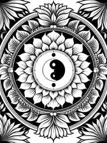 Free printable Yin Yang Lotus Mandala Harmony