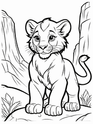 Little Simba Gazing from Rock coloring preview