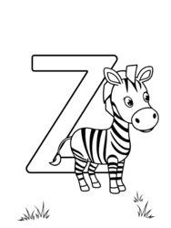 Zebra Galloping by Letter Z coloring preview
